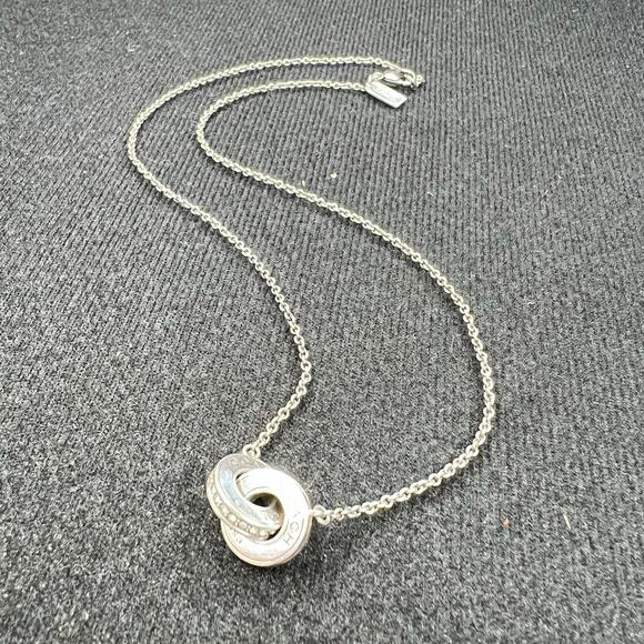 Vintage Coach Interlocking Circle Sterling silver 925 Swarovski Crystal necklace - Picture 3 of 15